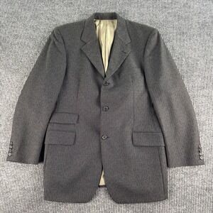 Vintage Hugo Boss Suit Jacket 42R Taupe Wool Mohair Birdseye Ombre Ticket Pocket